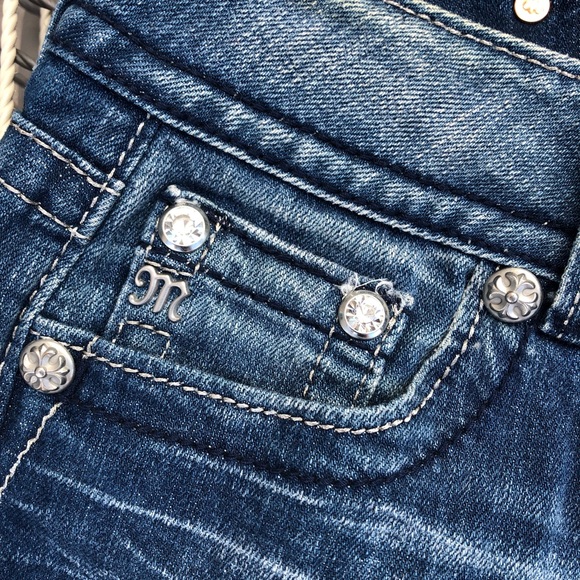 MISS ME Bling Sequin Angel Wings Denim Skirt 26 - Picture 8 of 8